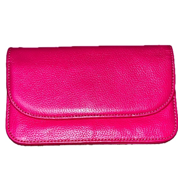 Pink Genuine Leather Women's Clutch - Picture 2 of 16
